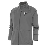 Women's Antigua  Steel New York Mets Brushed Metallic Links Full-Zip Golf Jacket