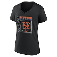 Women's Black New York Mets Home Field Pop Personalized Name & Number V-Neck T-Shirt