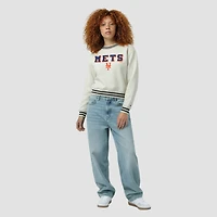 Sweat-shirt Champion crème pour femme, motif New York Mets Reverse Weave