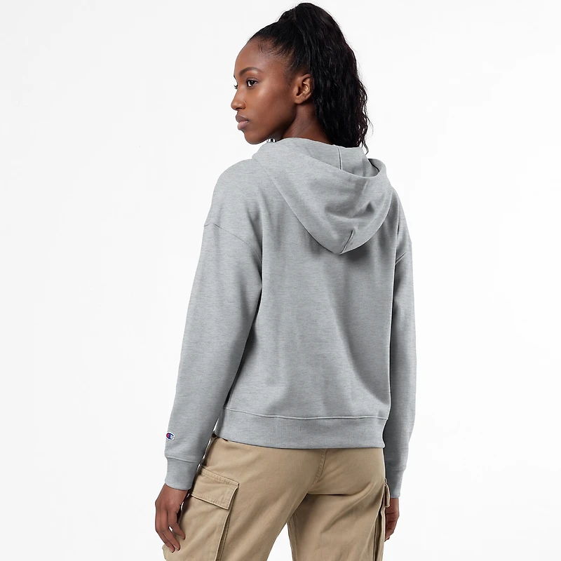 Women's Champion Heather Gray New York Mets Powerblend Fleece Full-Zip Hoodie