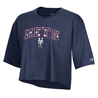 T-shirt court boyfriend bleu marine pour femme Champion New York Mets, style américain