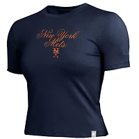 Women's Champion Navy New York Mets Soft-Touch Fitted Cropped T-Shirt