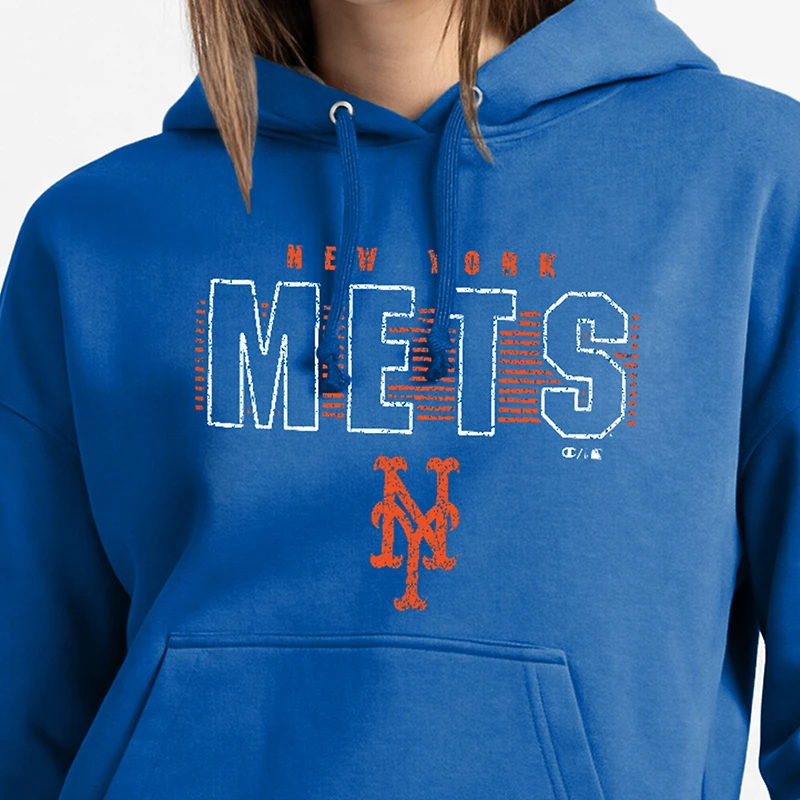 Sweat à capuche Champion Royal New York Mets pour femme, en Powerblend vieilli