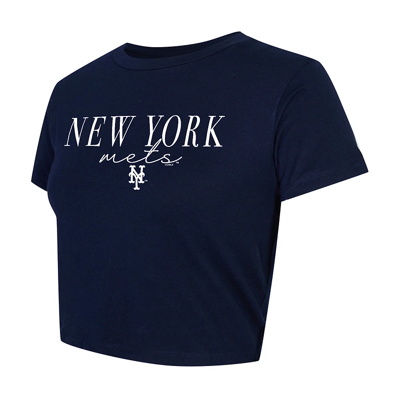 Ensemble t-shirt court et short New York Mets Copeland bleu marine/blanc pour femme de la marque Concepts Sport