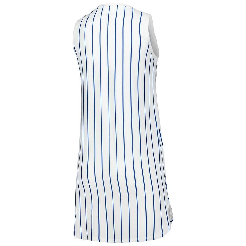 Women's Concepts Sport White New York Mets Reel Pinstripe Knit Sleeveless Nightshirt