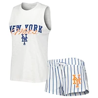 Ensemble de nuit avec débardeur et short à fines rayures Concepts Sport des Mets New York pour femmes