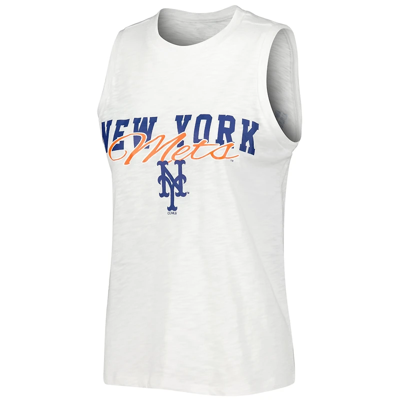 Women's Concepts Sport White New York Mets Reel Pinstripe Tank Top & Shorts Sleep Set