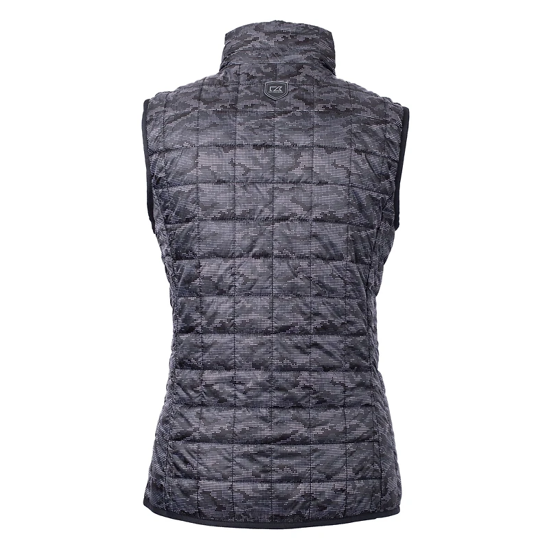 Gilet matelassé imprimé entièrement zippé et isolé PrimaLoft Eco pour femme, noir, des Mets de New York, Rainier