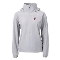 Anorak demi-zippé écologique et recyclé pour femme, gris, des New York Mets Charter, Cutter & Buck