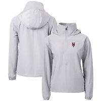 Anorak demi-zippé écologique et recyclé pour femme, gris, des New York Mets Charter, Cutter & Buck