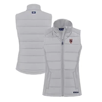 Gilet zippé hybride en softshell recyclé Evoke pour femme, gris, des Mets de New York, Cutter & Buck