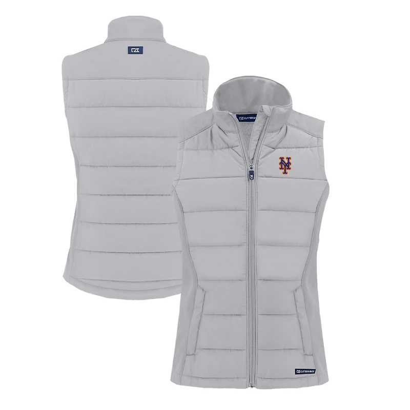 Gilet zippé hybride en softshell recyclé Evoke pour femme, gris, des Mets de New York, Cutter & Buck