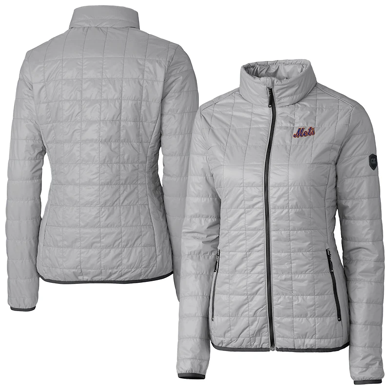 Doudoune isolante entièrement zippée Rainier PrimaLoft Eco pour femme, grise, des Mets de New York, Cutter & Buck
