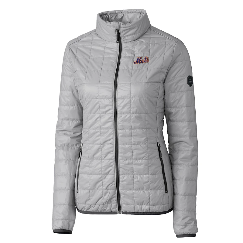 Doudoune isolante entièrement zippée Rainier PrimaLoft Eco pour femme, grise, des Mets de New York, Cutter & Buck