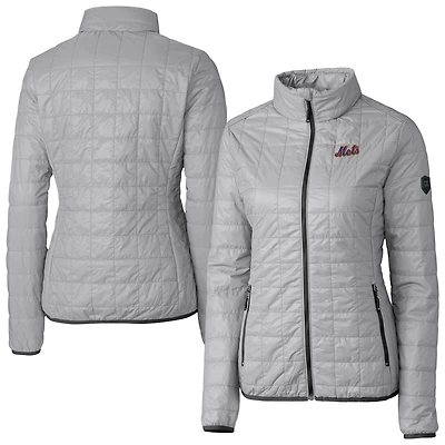 Doudoune isolante entièrement zippée Rainier PrimaLoft Eco pour femme, grise, des Mets de New York, Cutter & Buck