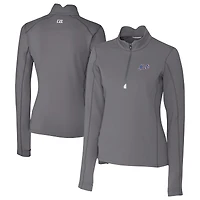 Pull-over gris à fermeture éclair quart de tour pour femme, style Traverse Stretch des Mets New York, Cutter & Buck