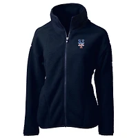 Veste polaire zippée intégrale en sherpa écologique avec logo Americana Cascade des New York Mets pour femme, bleu marine, Cutter & Buck