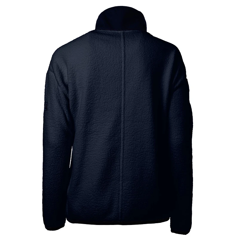 Veste polaire zippée intégrale en sherpa écologique avec logo Americana Cascade des New York Mets pour femme, bleu marine, Cutter & Buck