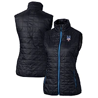 Gilet matelassé isolant entièrement zippé PrimaLoft pour femme, bleu marine, avec logo Americana des New York Mets, Cutter & Buck
