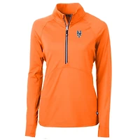 Women's Cutter & Buck Orange New York Mets Adapt Eco Knit Stretch Recycled Half-Zip Pullover Top