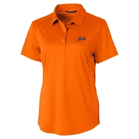 Women's Cutter & Buck Orange New York Mets  DryTec Prospect Textured Stretch Polo
