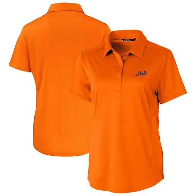 Women's Cutter & Buck Orange New York Mets  DryTec Prospect Textured Stretch Polo