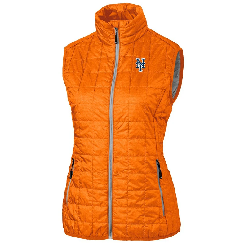 Gilet matelassé entièrement zippé PrimaLoft Eco Rainier des Mets de New York pour femme, orange, Cutter & Buck