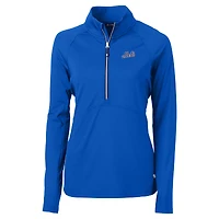 Women's Cutter & Buck Royal New York Mets  DryTec Adapt Eco Knit Stretch Recycled Raglan Half-Zip Top