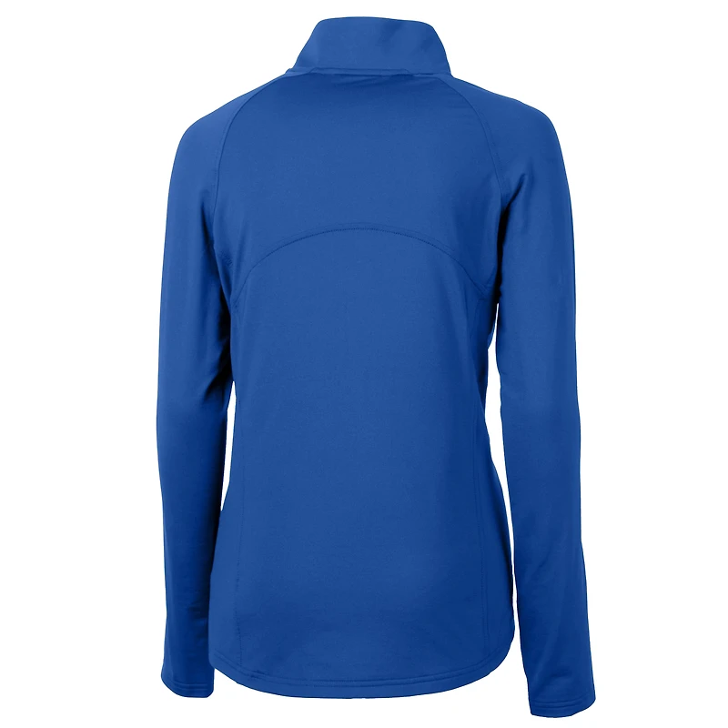 Haut à demi-zip raglan Cutter & Buck Royal New York Mets pour femme, en maille extensible recyclée DryTec Adapt Eco Knit.