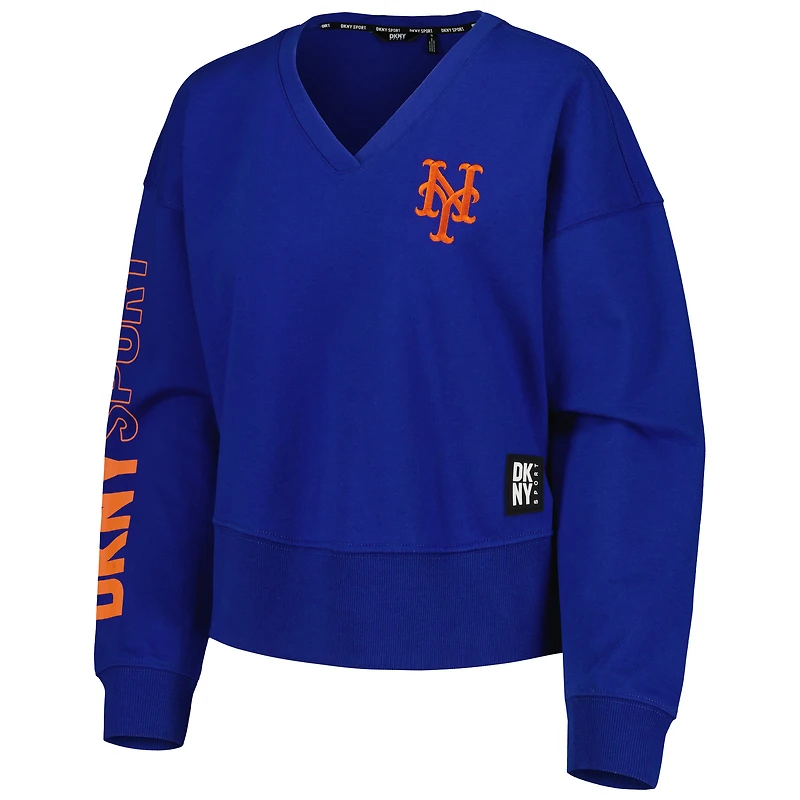 Women's DKNY Sport Royal New York Mets Lily V-Neck Pullover Sweatshirt