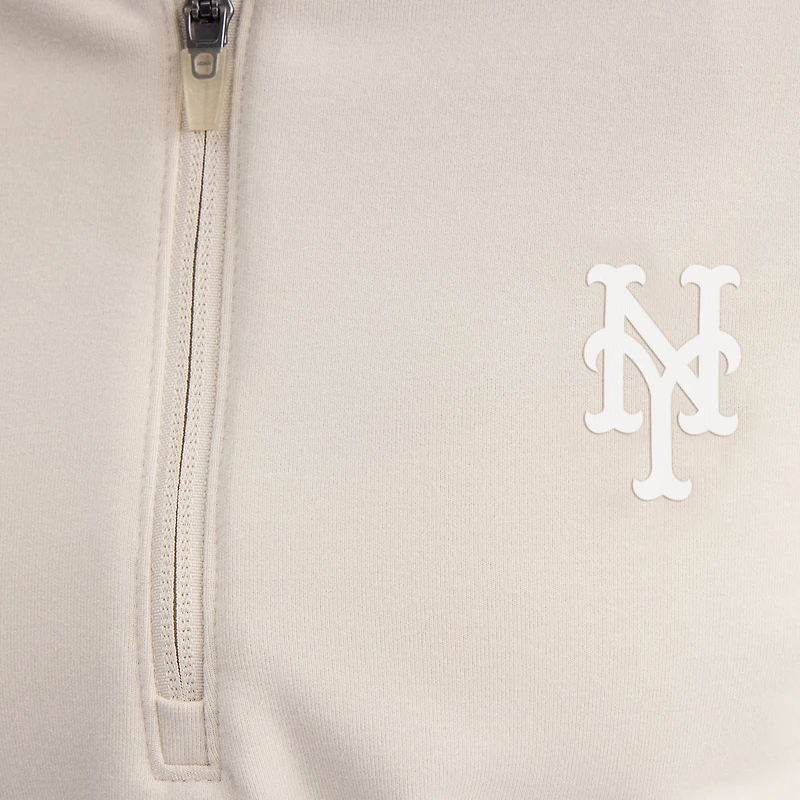 Women's Fanatics Gray New York Mets Oversized Clutch Tri-Blend Half-Zip Pullover