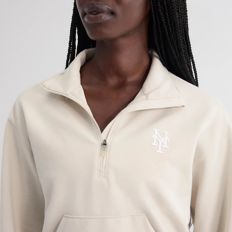 Pull à demi-zip oversize gris New York Mets de Fanatics pour femme