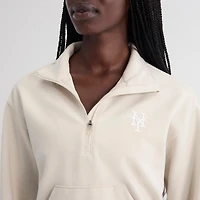 Pull à demi-zip oversize gris New York Mets de Fanatics pour femme
