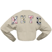 Women's Fanatics  Cream New York Mets Floral Preppy Cropped Long Sleeve T-Shirt
