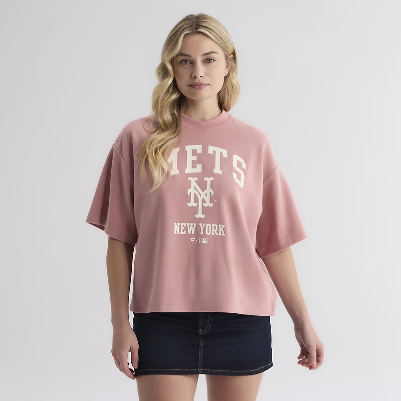 Women's Fanatics Faded Rose New York Mets Iconic Boxy T-Shirt