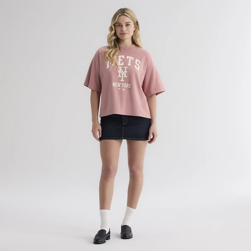 T-shirt Fanatics Faded Rose New York Mets Iconic Boxy pour femmes