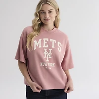 Women's Fanatics Faded Rose New York Mets Iconic Boxy T-Shirt