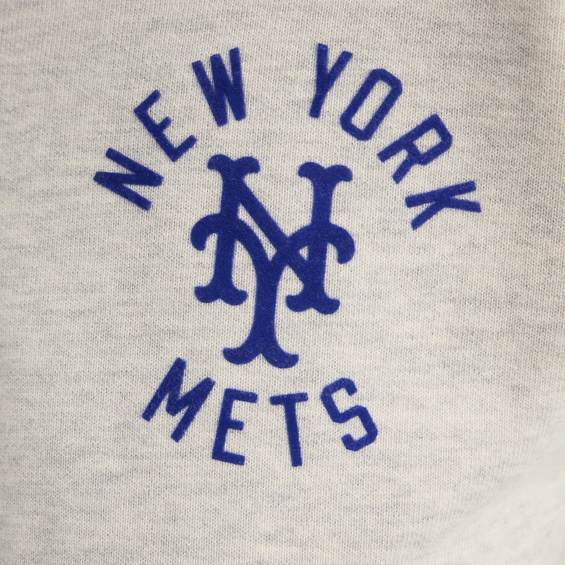 Women's Fanatics Oatmeal Heather New York Mets Iconic Terry Quarter-Zip Sweatshirt