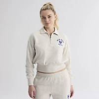Women's Fanatics Oatmeal Heather New York Mets Iconic Terry Quarter-Zip Sweatshirt