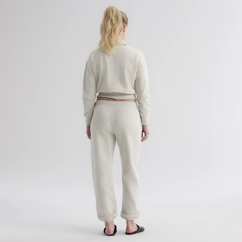 Pantalon de survêtement Fanatics pour femmes, couleur avoine chinée, motif emblématique des Mets New York.