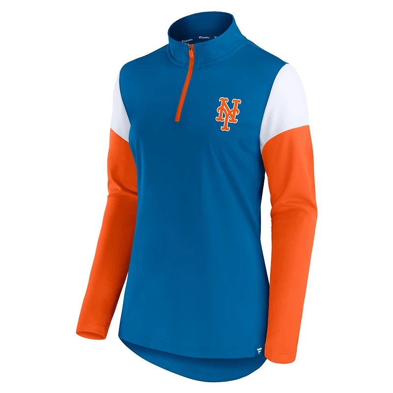 Veste polaire authentique à quart de zip Fanatics Royal/Orange New York Mets pour femme