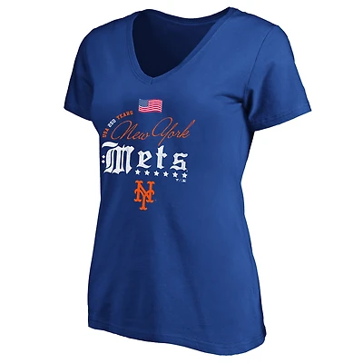 T-shirt à col en V grande taille Fanatics Royal New York Mets USA 250 ans pour femmes