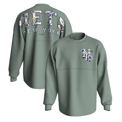 T-shirt à manches longues Fanatics vert sauge New York Mets motif floral pour femme