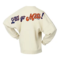 Women's Fanatics  Tan New York Mets Pennant Flag Branded Fleece Pullover Sweatshirt