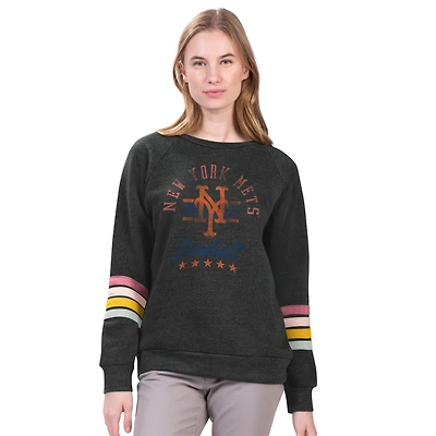 Sweat-shirt à rayures Allana pour femme G-III 4Her by Carl Banks, anthracite, New York Mets