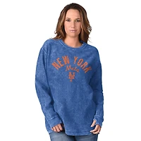 Sweat-shirt en velours côtelé confortable G-III 4Her par Carl Banks Royal New York Mets pour femme