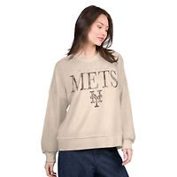 Women's G-III 4Her by Carl Banks Sand New York Mets Oversized Vet II Sweatshirt