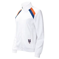 Veste de survêtement zippée intégrale G-III 4Her pour femme par Carl Banks, blanche, New York Mets, drapeau rouge