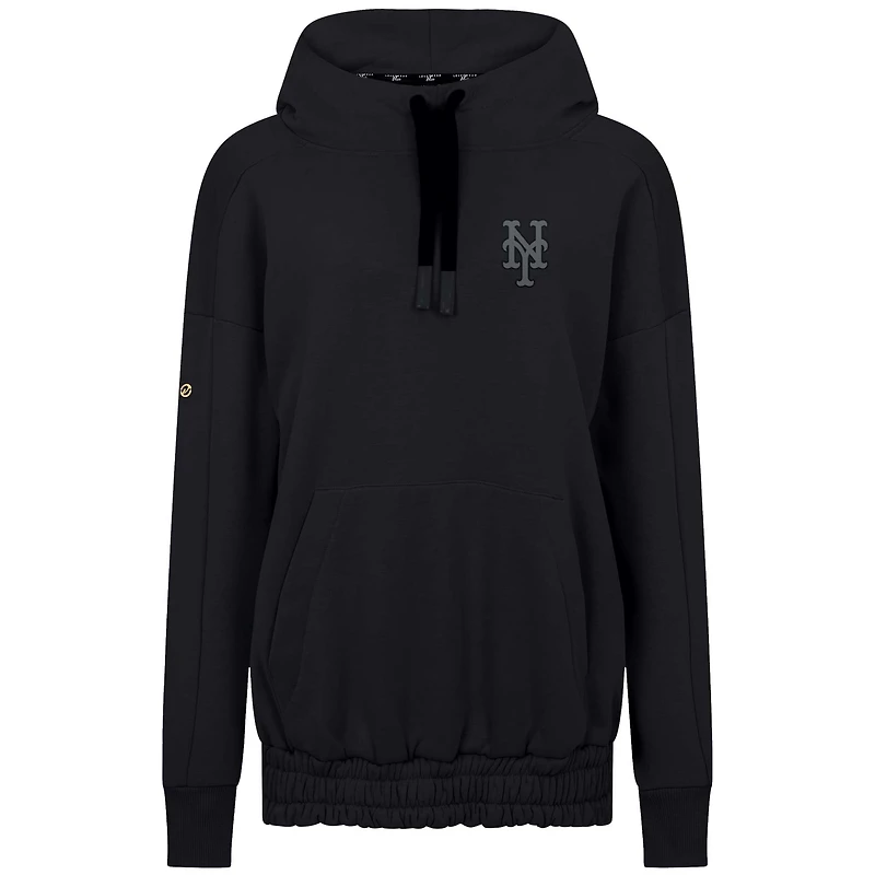 Sweat à capuche épaules tombantes noir pour femme Levelwear des Mets de New York Waterfall Nightfall