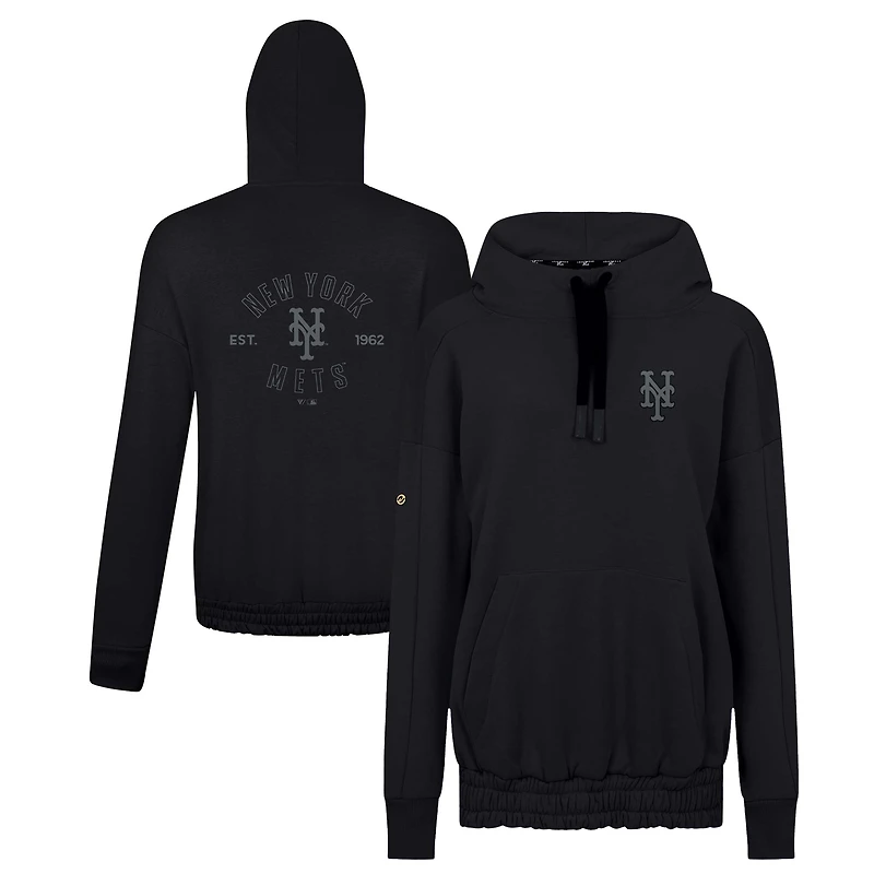 Sweat à capuche épaules tombantes noir pour femme Levelwear des Mets de New York Waterfall Nightfall